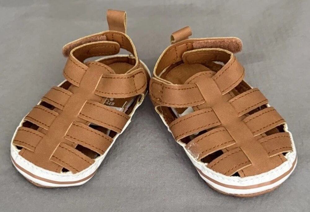 Beverly Hills Polo Club Baby Infant Toddler Boys Brown Sandals, Hook & Loop sz 3